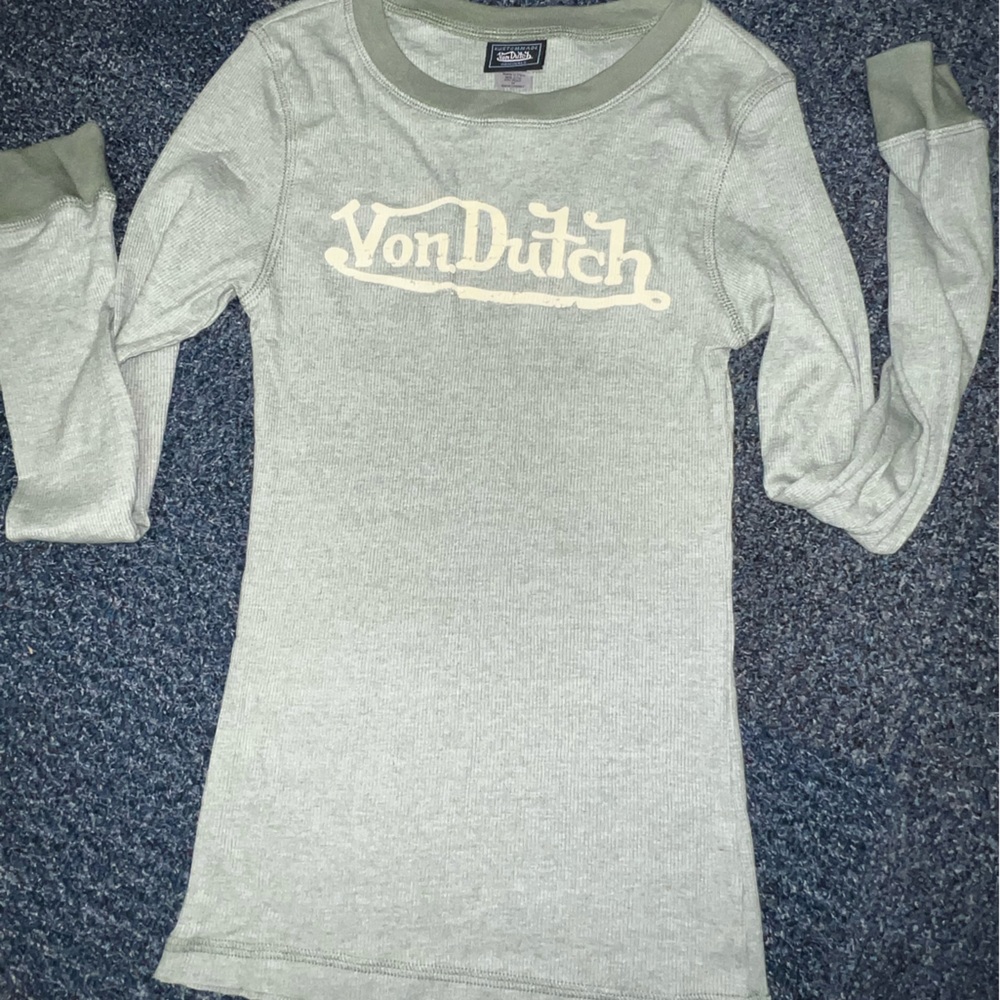 New no tags Von Dutch vintage logo ribbed tee medium